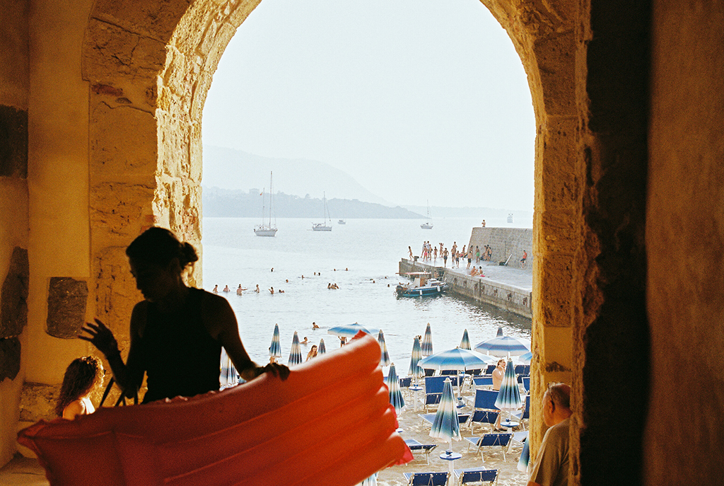 film photo in italy overlooking beach