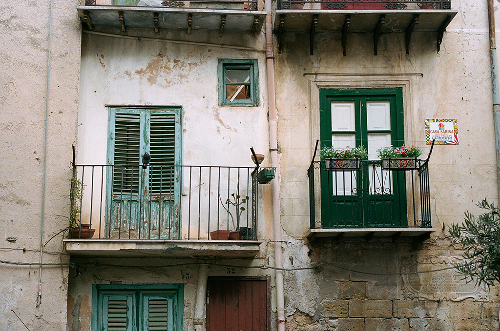 film photo in italy look up at a building