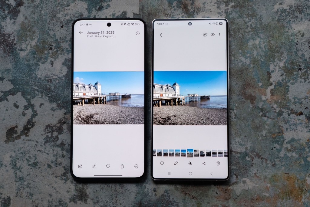 The screens of both the Xiaomi 15 Ultra and the Samsung Galaxy S25 Ultra, showing images taken with each