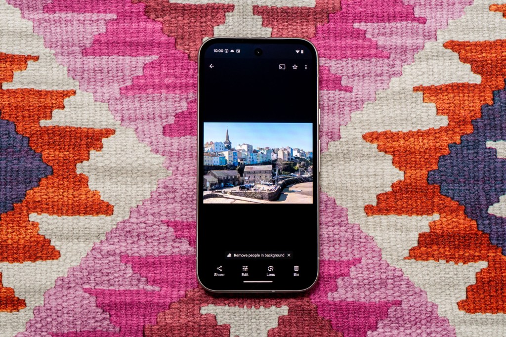 The screen of the Google Pixel 9a showing an image taken with its on-board camera