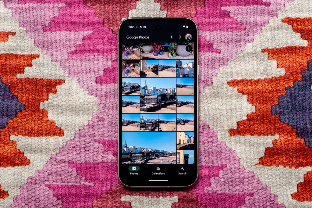 The screen of the Google Pixel 9a showing the gallery showing images with its on-board camera