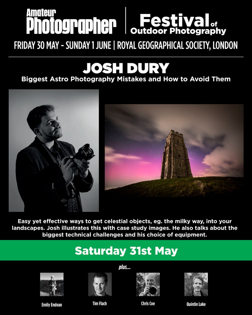 josh dury astrophotography poster for festival of outdoor photography event