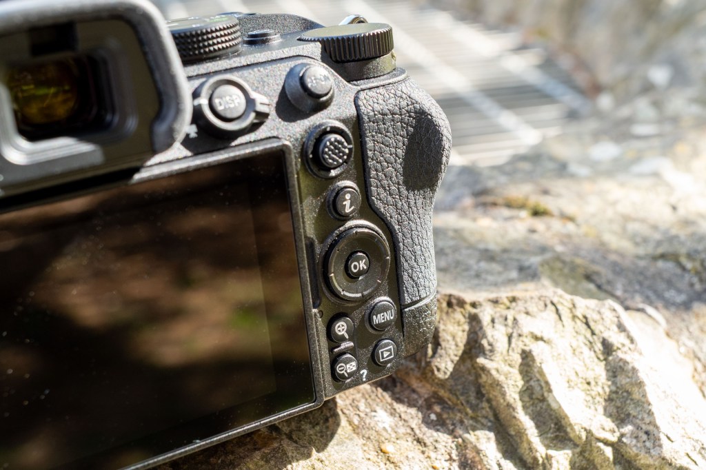 Some of the buttons on the back of the Nikon Z5 II