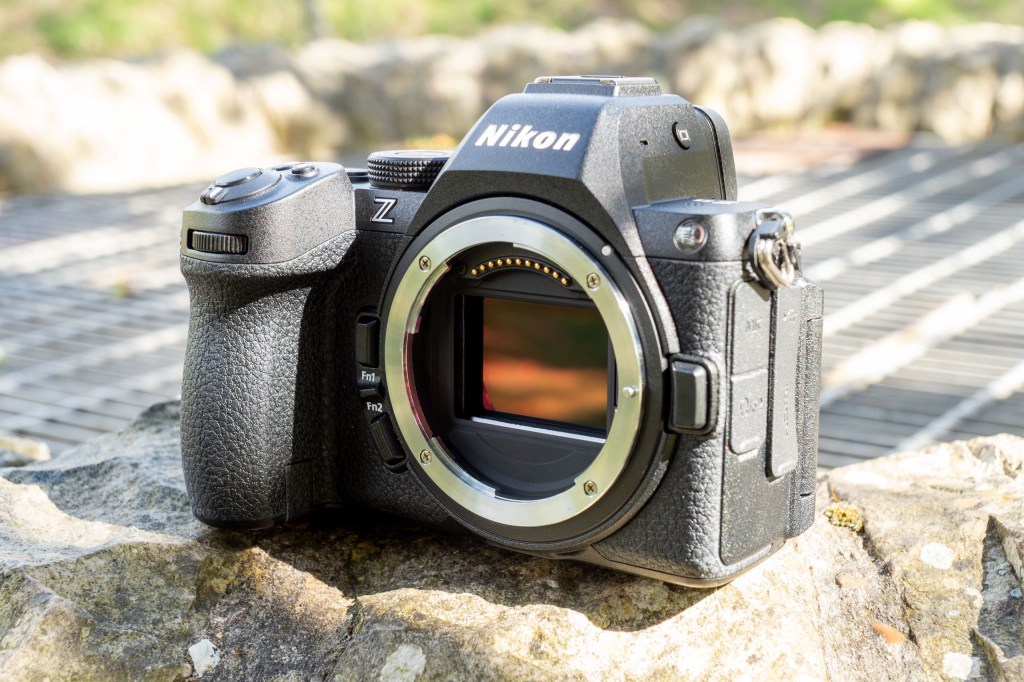 The Nikon Z5 II without a lens to show the full-frame sensor