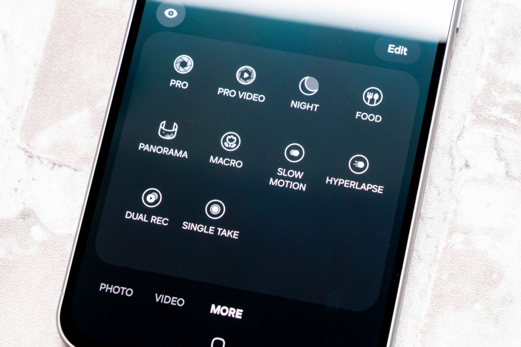 Some of the extra modes of the Samsung Galaxy A56