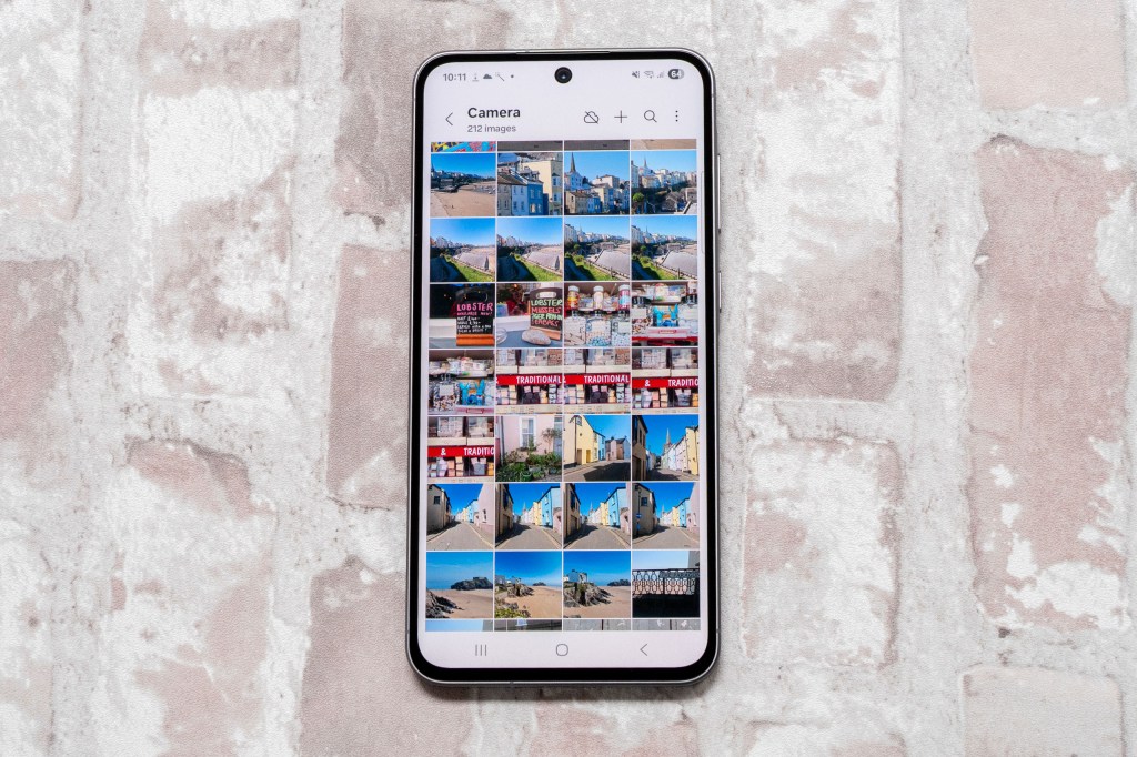 Images taken with the Samsung Galaxy A56 displayed on its screen