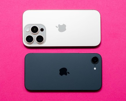 The iPhone 16 Pro above the iPhone 16e