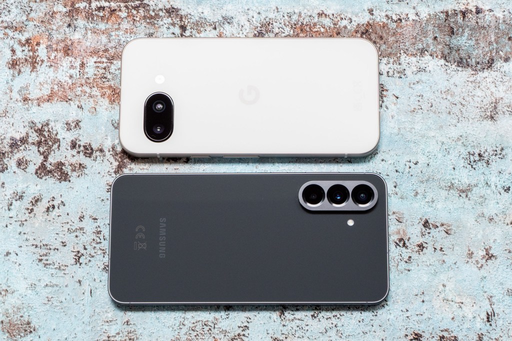 The Google Pixel 9a above the Samsung Galaxy A56