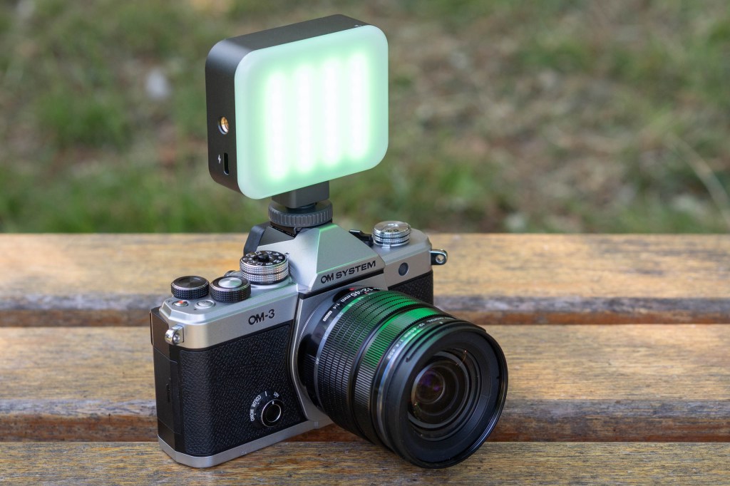SmallRig Vibe P108 Pro on camera in RGB mode, set to green.