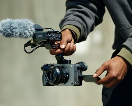 Sony FX2 in use with optional XLR handle