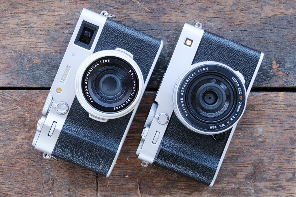Fujifilm X100VI compared to Fujifilm X-E5, front view
