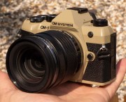 OM System OM-5 Mark II in Sand Beige. Image credit: Joshua Waller