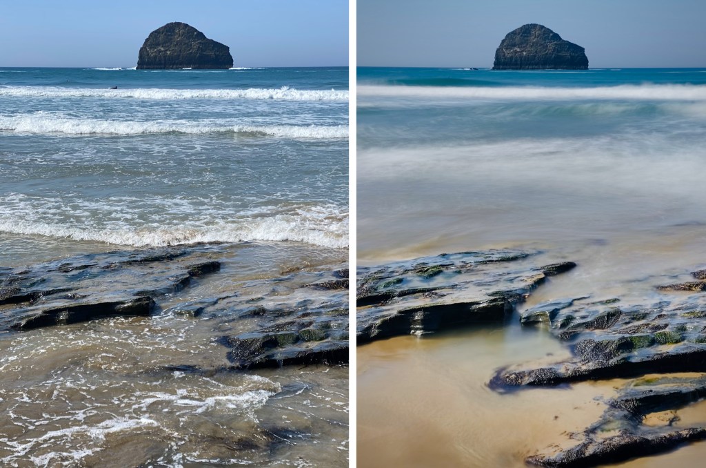 iPhone long exposure, before/after. Image credit: Peter Travers