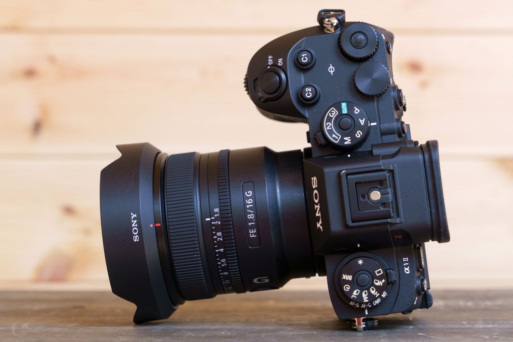 Sony 16mm f1.8 G lens mounted