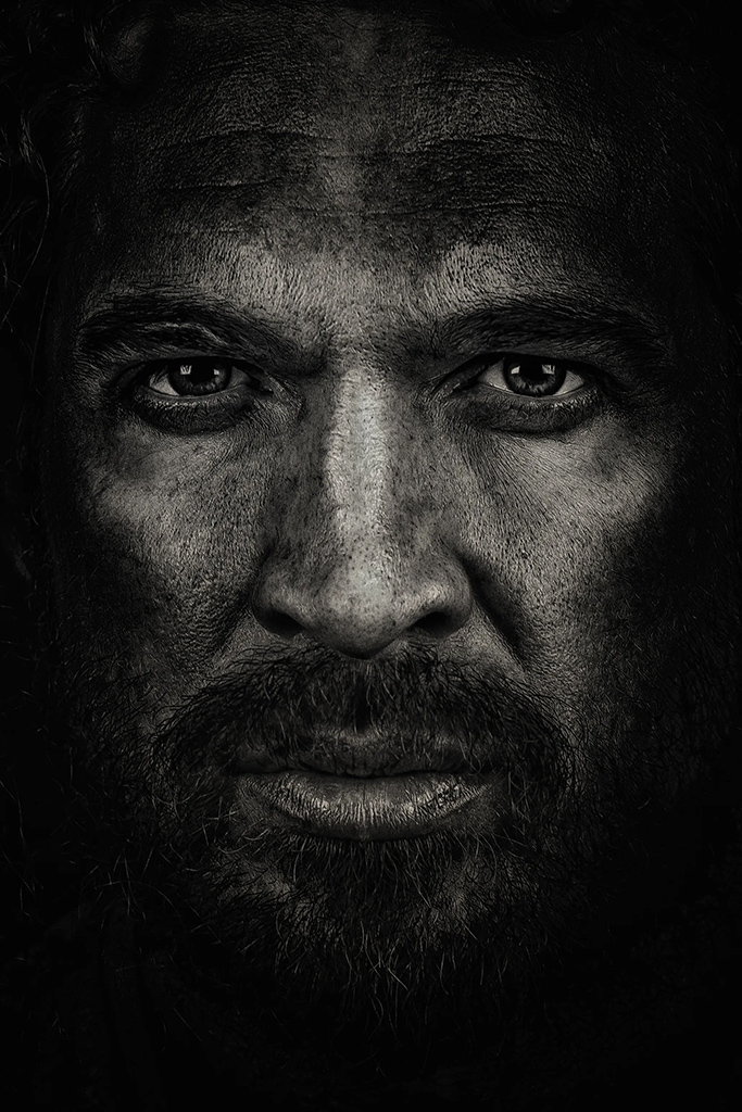 close-up portrait of a bearded man