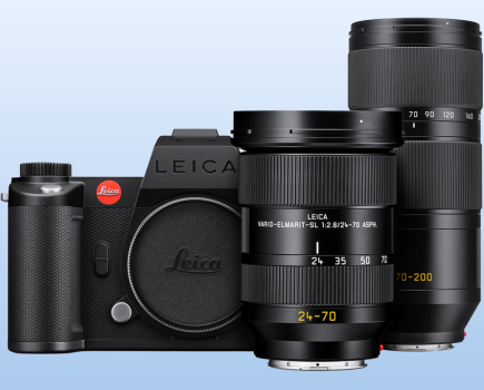 Leica SL3-S Vario Kit with Vario-Elmarit-SL 24–70 f/2.8 ASPH. and Vario-Elmarit-SL 70–200 f/2.8 ASPH. lenses. Image: Leica