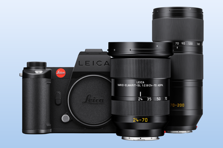 Leica SL3-S Vario Kit with Vario-Elmarit-SL 24–70 f/2.8 ASPH. and Vario-Elmarit-SL 70–200 f/2.8 ASPH. lenses. Image: Leica
