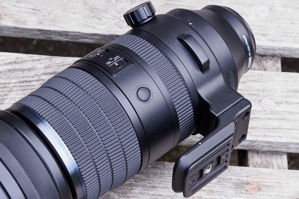 OM System 150-600mm F5-6.3 IS tripod collar and strap lugs.