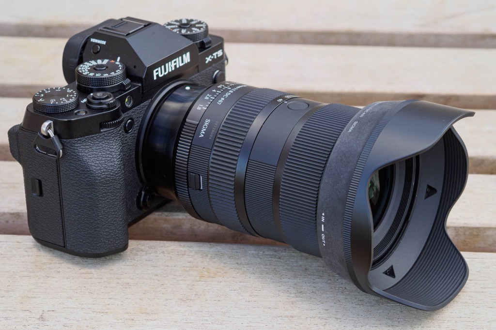 Sigma 17-40mm F1.8 DC with hood on Fujifilm X-T5. 
