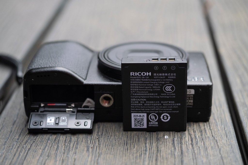 Ricoh GR IV battery and microSD card slot