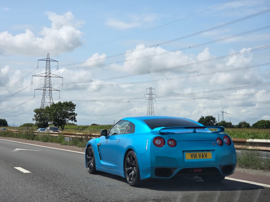Nissan GTR, electric blue. Telephoto. Image credit: Jeremy Waller