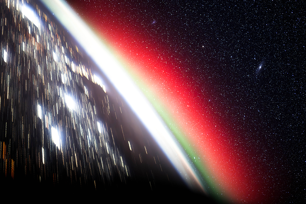 This is one of a number of star ¬field time exposures captured from the International Space Station (ISS) using a homemade sidereal star tracker.