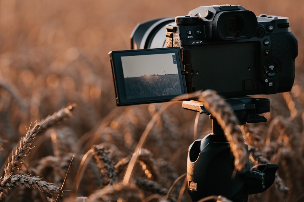 Fujifilm X-H2, with LCD screen tilted out