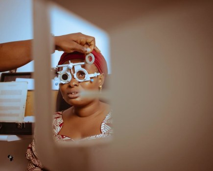 woman having eyes tested