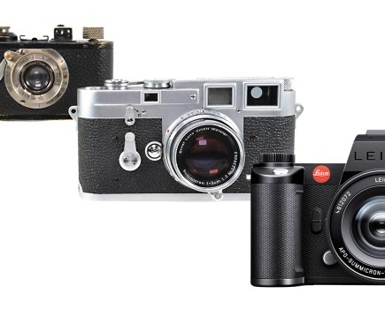 From 1925 to 2025, left to right: Leica I, Leica M3 and the latest Leica SL3-S