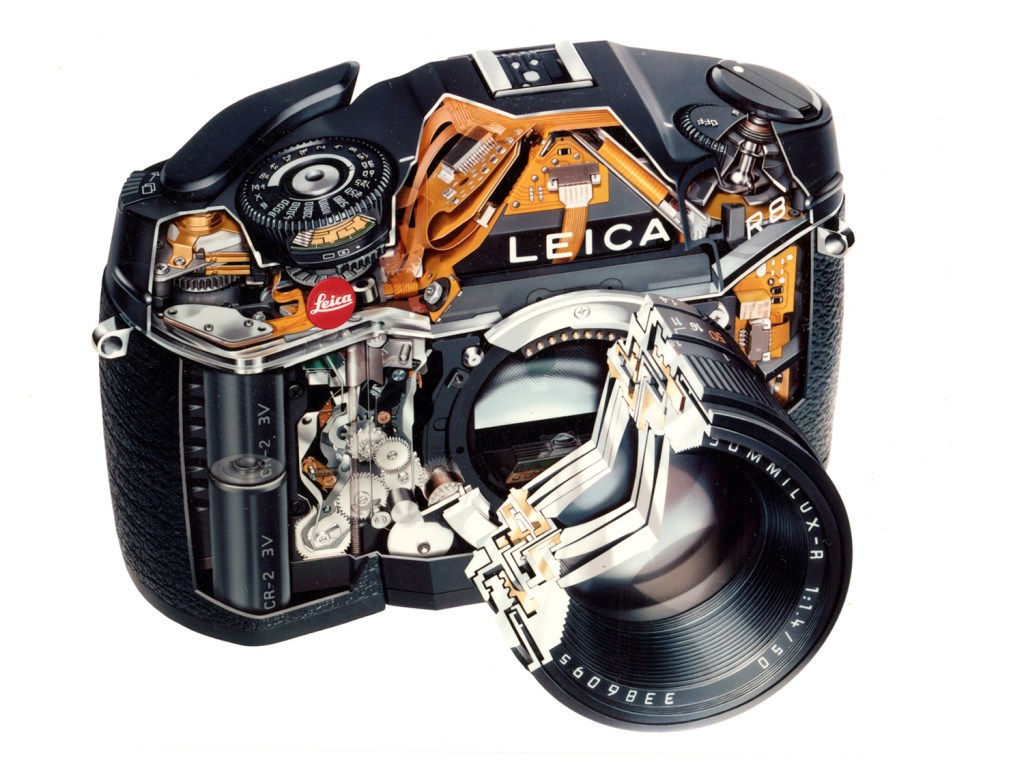 Cutaway of the R8 which represented a new design for Leica SLRs