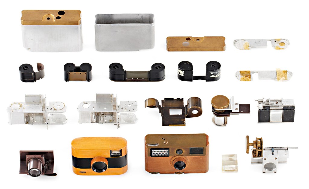 Some of the parts and prototypes that have survived from the Leitz 16mm project (Picture courtesy of Leitz Auction, Vienna)