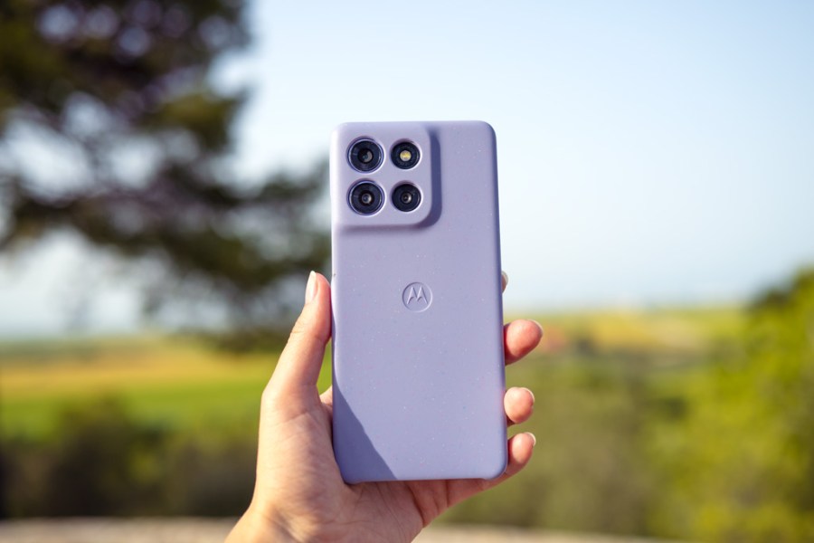Moto G86 phone in hand