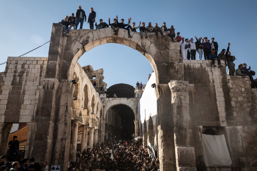 Thousands of people gathered at the historic Umayyad Mosque for the first Friday prayers after the fall of Bashar al-Assad’s regime on Sunday, in Damascus, Syria, on Friday, December 13, 2024. Image Credit: Nicole Tung SINGLE USE ONLY