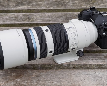 OM System 50-200mm F2.8 IS Pro with hood attached on OM-1 Mark II