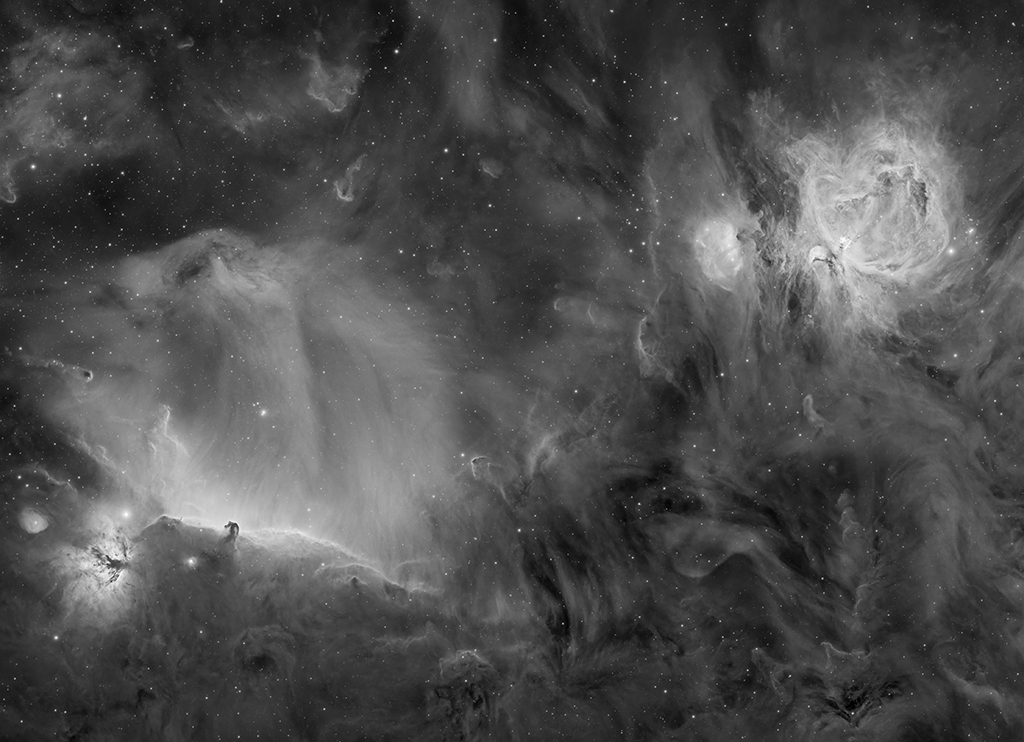 Horsehead and the Flame in H-alpha nebula