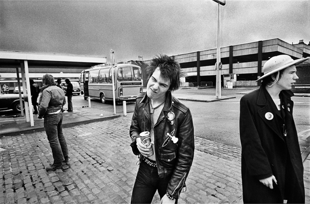 Sid Vicious and Johnny Rotten, S.P.O.T.S tour, Coventry bus station, UK, 1977. Image Credit: Dennis Morris SINGLE USE ONLY