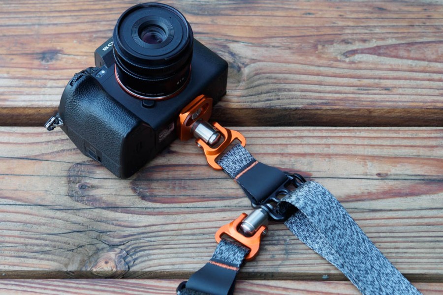 3 Legged Thing Axis 34 strap attached to Sony A7R V