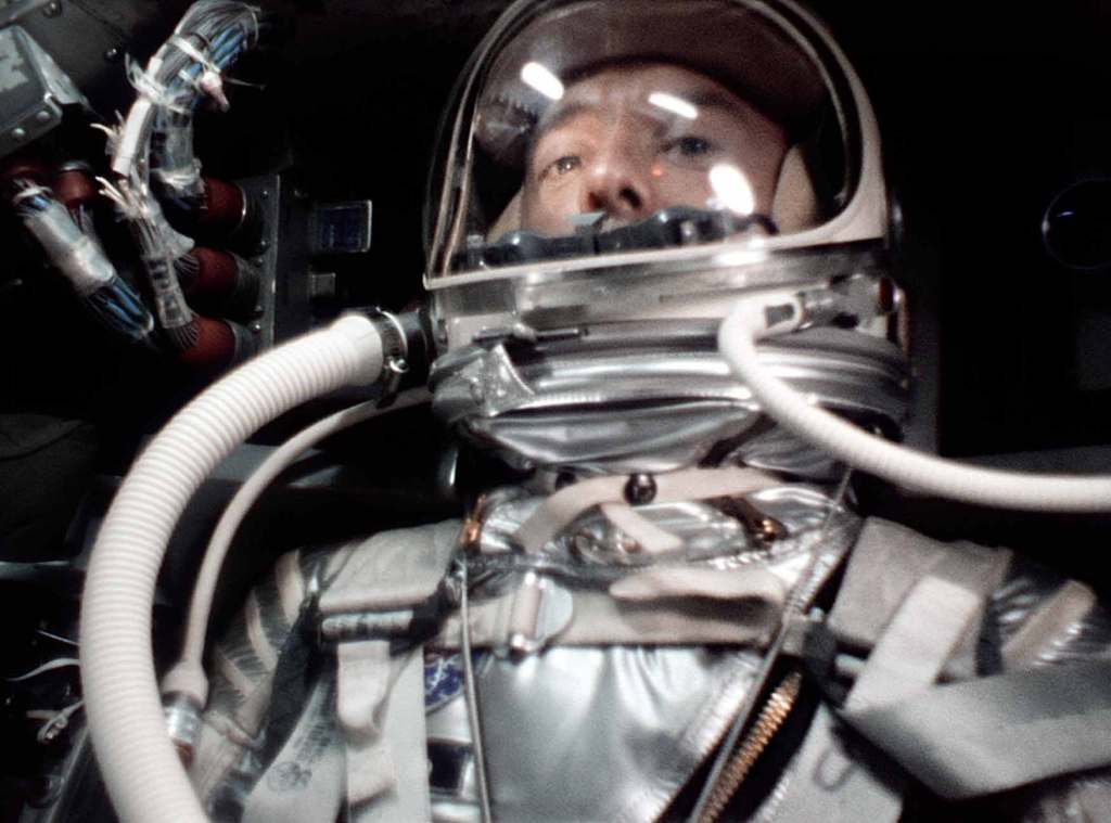 Alan Shepard is waiting atop his Mercury-Redstone rocket, to become the second human, and first American in space, 5 May 1961