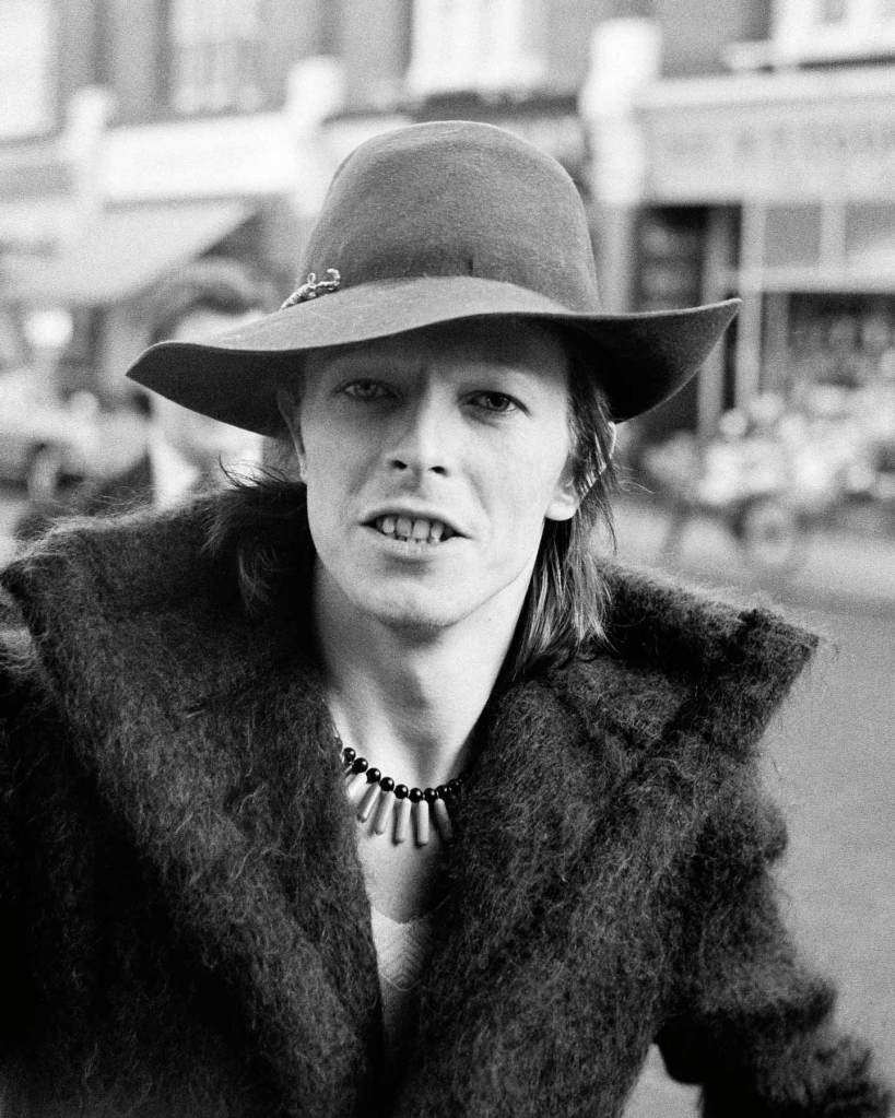 David Bowie arriving at Olympic Studios, London, to record Diamond Dogs, 1974