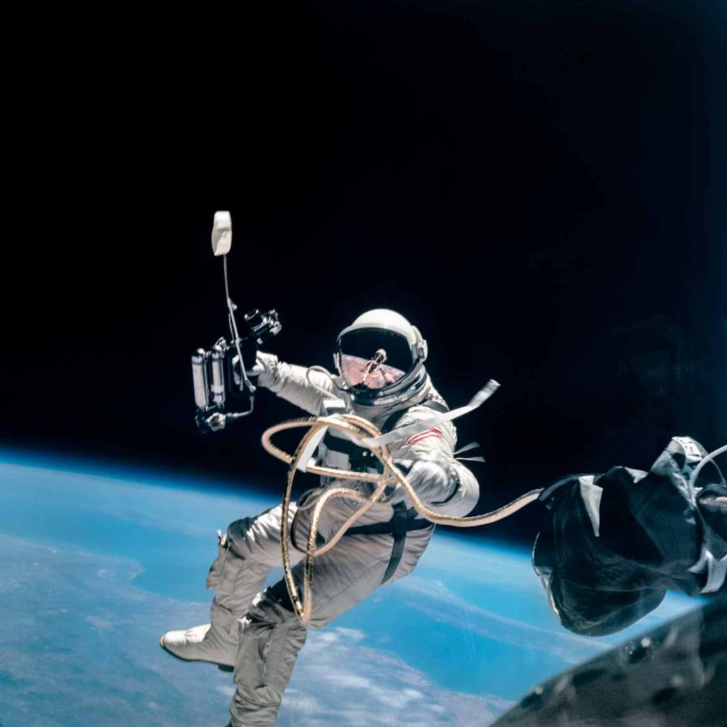 Ed White floats in the void during the first U.S. spacewalk on Gemini 4, 3 June 1965