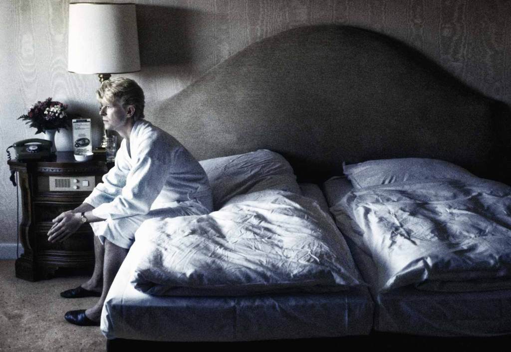 From a photo shoot in Bowie’s hotel bedroom with fashion photographer Helmut Newton, Berlin, 1983  
