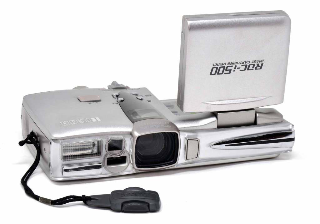 The Ricoh RDC-i500 with its flip-up screen raised
