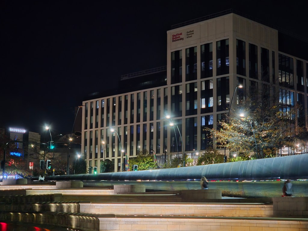 Night mode, low-light, telephoto camera, Sheffield. Photo Joshua Waller