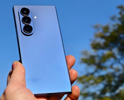 Samsung Galaxy Z Fold7 in blue. Photo Joshua Waller