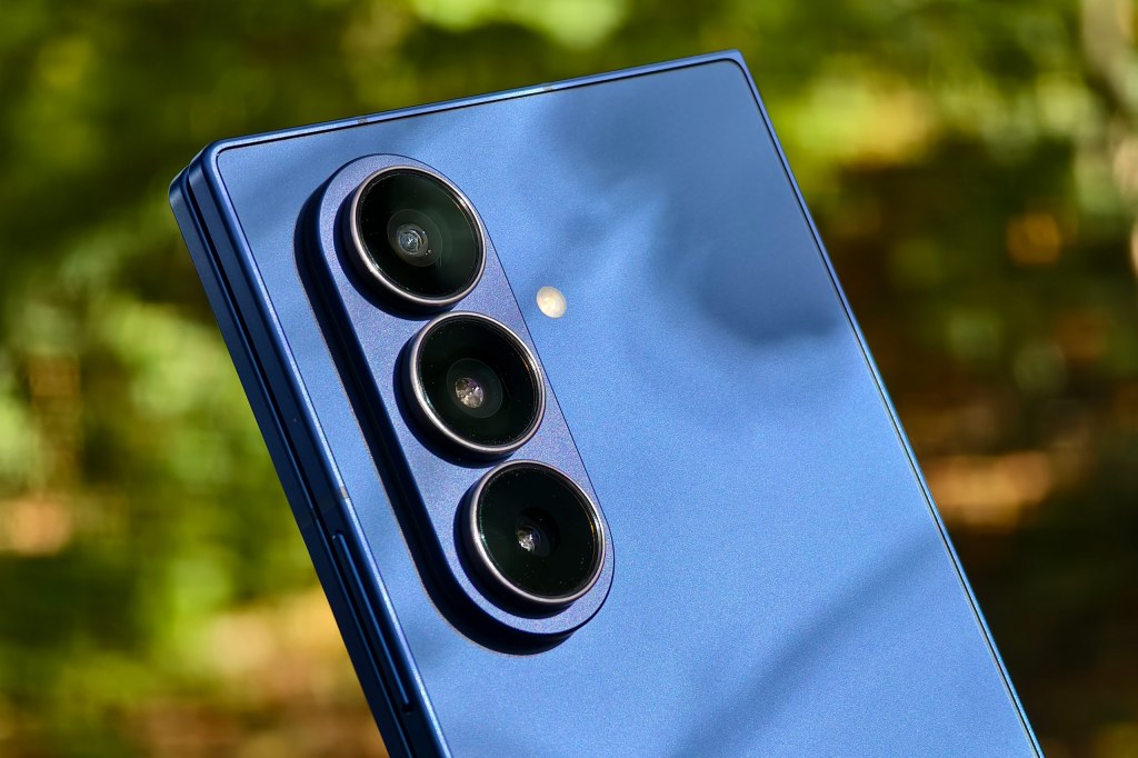 Samsung Galaxy Z Fold7 in blue. Photo Joshua Waller