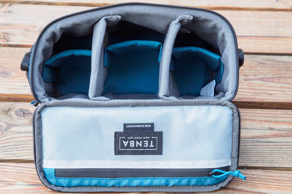 Tenba BYOB 10 interior showing dividers