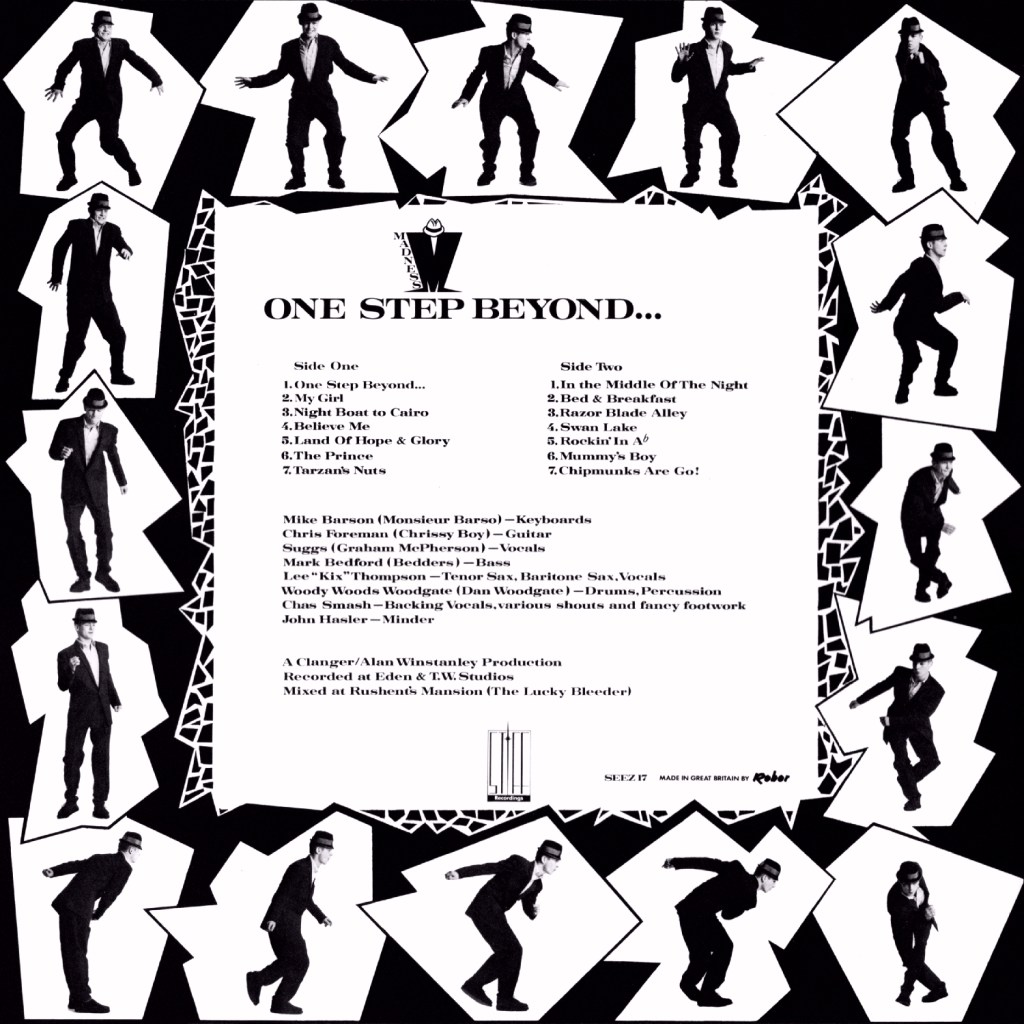 The back cover of One Step Beyond… features 16 images shot by Chris Gabrin. SINGLE USE ONLY. Credit: Chris Gabrin/Stiff Records