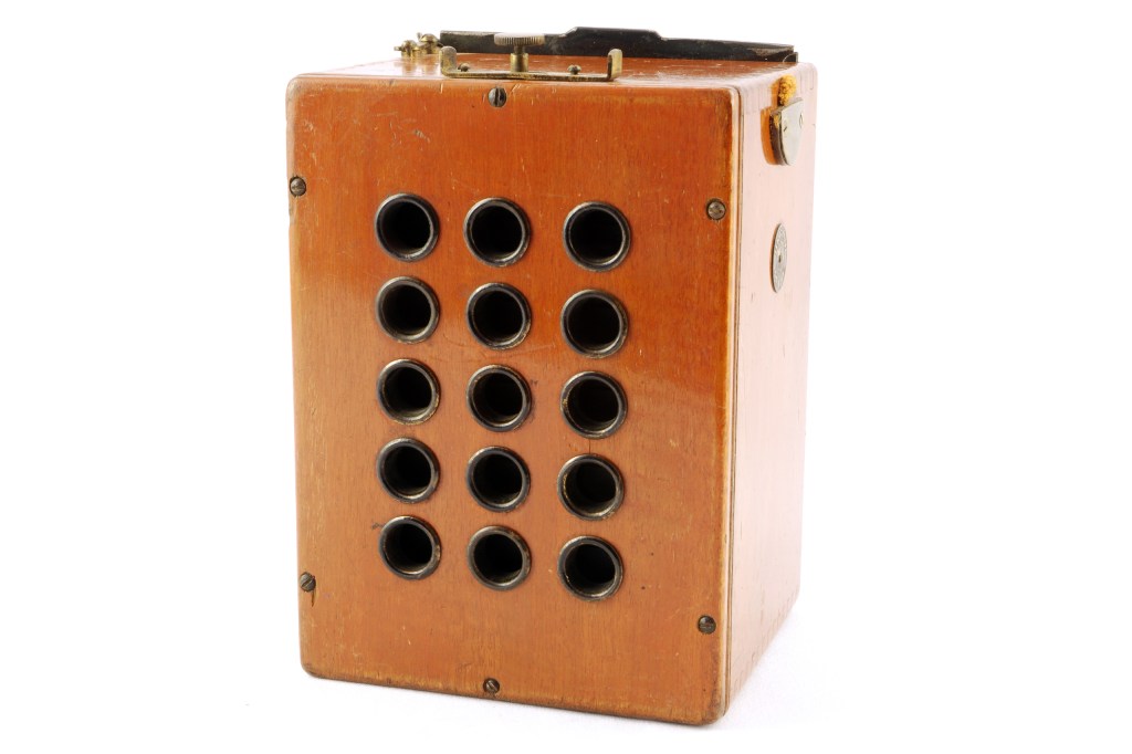 The Royal Mail Stamp Camera, which produced 15 postage stamp-sized pictures. Credit: John Wade