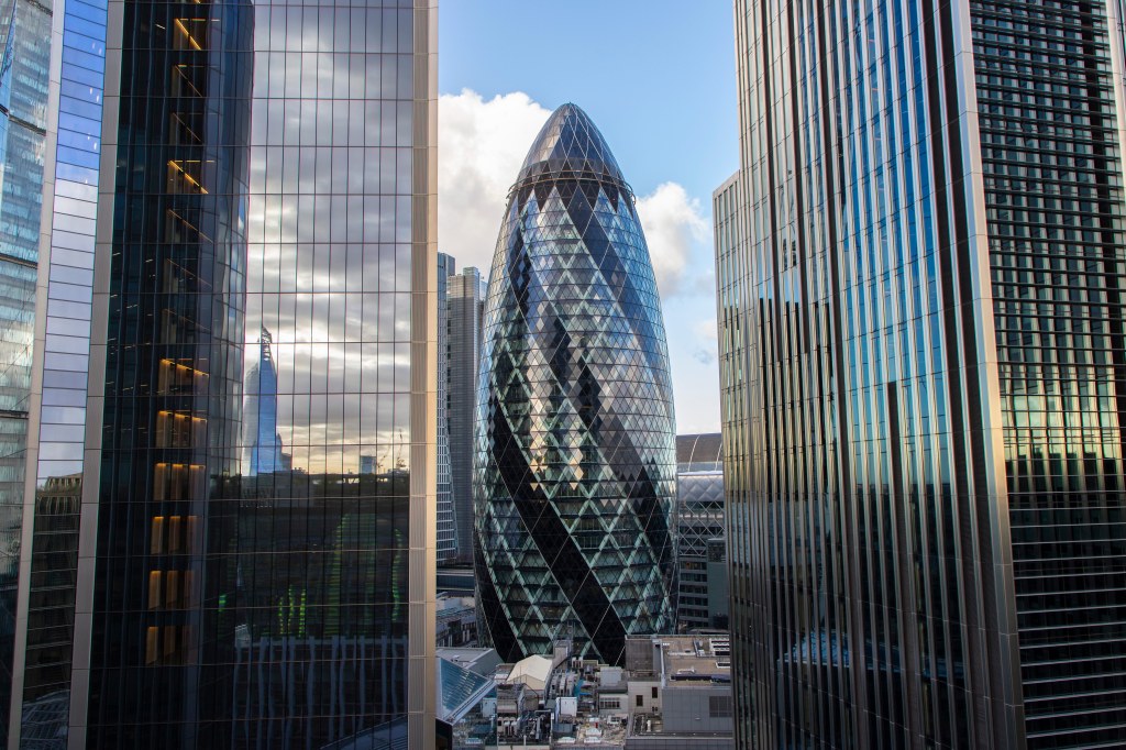iPhone vs camera, full frame edited shot of the Gherkin London