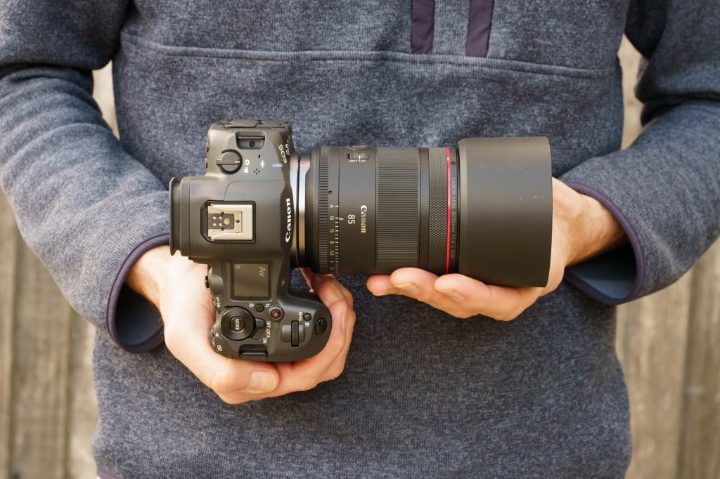 Canon R 85mm F1.4L VCM lens mounted on Canon EOS R5II